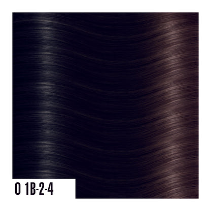 01B-2-4 - Prime Tape In Dark Black Fade into Dark Brown - Ombre colors are a beautiful gradual blend of 3 colors with darker roots and lighter ends. 