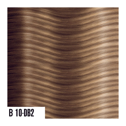 Keratin Extensions Blend of light brown and gold - Balayage colors are a perfect combination of natural colored roots that blends into highlighted ends.