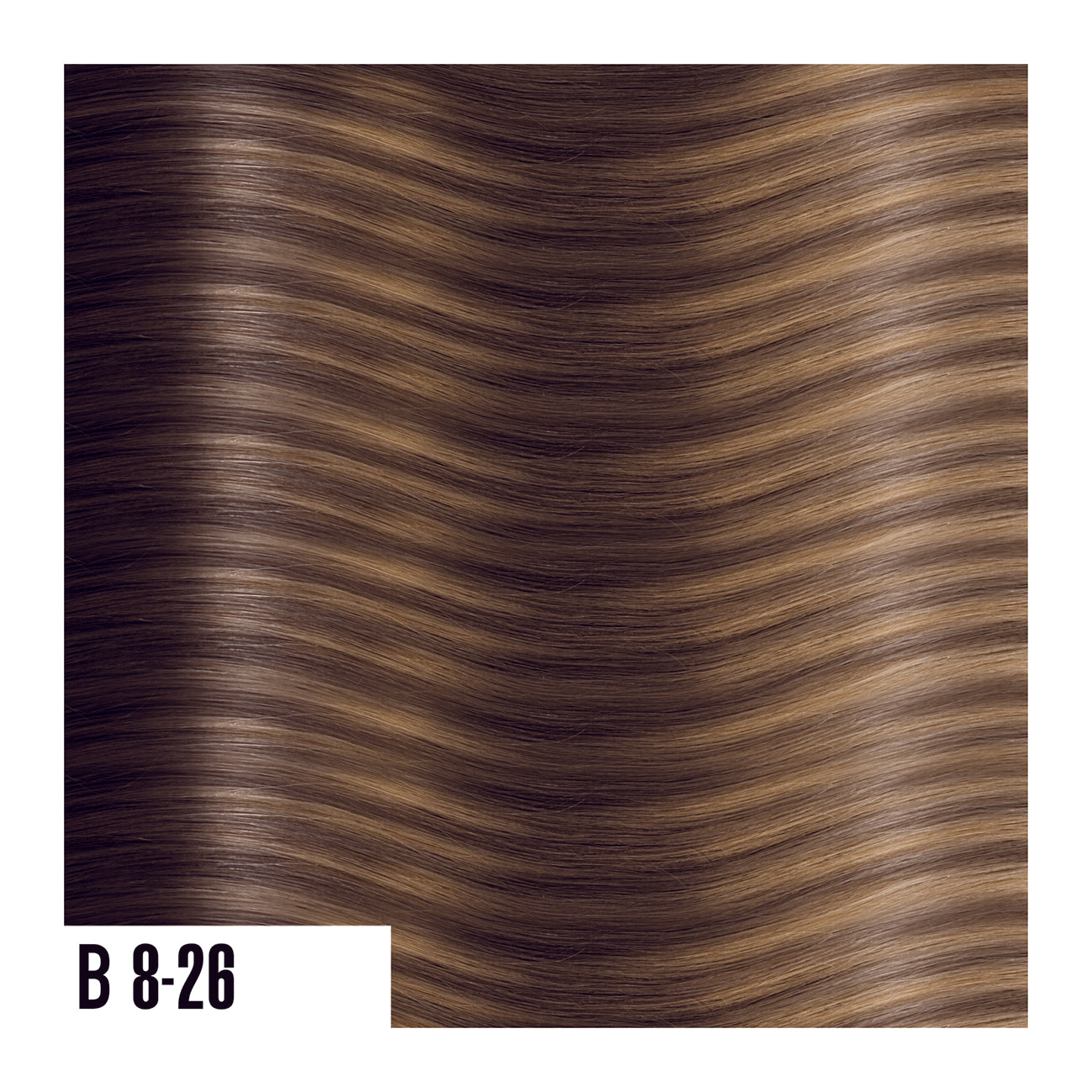 Keratin Extensions Blend of golden brown with medium brown - Balayage colors are a perfect combination of natural colored roots that blends into highlighted ends.