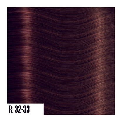 R32-33 - Rooted Prime Tape In Dark Red Fade Into Deep Red - Ombre colors are a beautiful gradual blend of 3 colors with darker roots and lighter ends. 